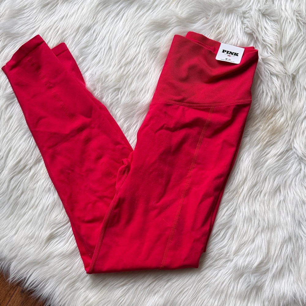 NWT PINK Victoria's Secret Bold Red Leggings - Picture 1 of 6